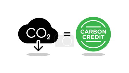 Téléchargez les illustrations : Icône vectorielle de crédit carbone illustration concept - en licence libre de droit