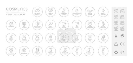 Téléchargez les illustrations : Ensemble d'icônes de logo de badge vectoriel cosmétiques naturels - en licence libre de droit