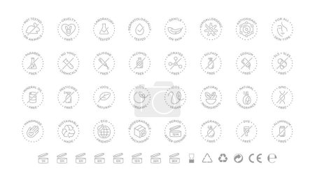 Ilustración de Conjunto de iconos de logotipo de insignia de vector de cosmética natural - Imagen libre de derechos