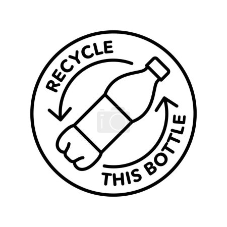 Téléchargez les illustrations : Recycle plastic bottle vector icon logo badge - en licence libre de droit