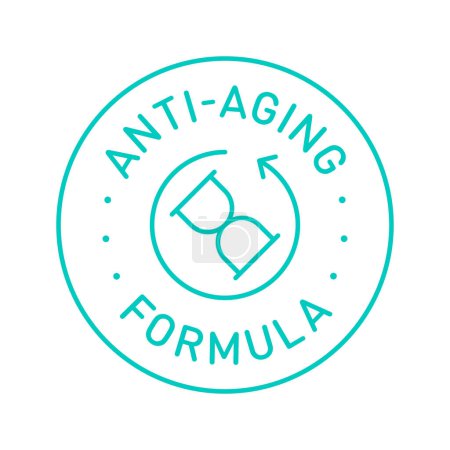 Illustration for Anti aging formula cosmetics vector badge logo icon - Royalty Free Image