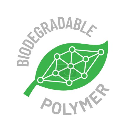 Illustration for Biodegradable polymers green vector logo icon emblem - eco friendly plastic products - Royalty Free Image
