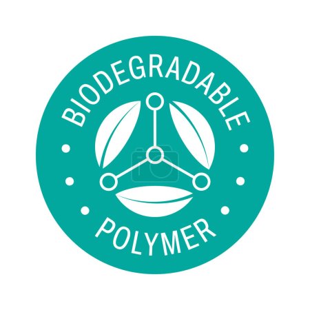 Illustration for Biodegradable polymers green vector logo icon emblem - eco friendly plastic products - Royalty Free Image