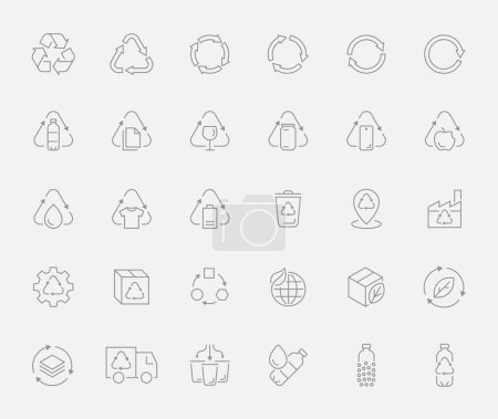 Recycling vector icon logo badge collection