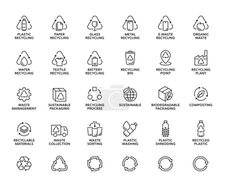 Téléchargez les illustrations : Recyclage icône vectorielle logo badge collection - en licence libre de droit