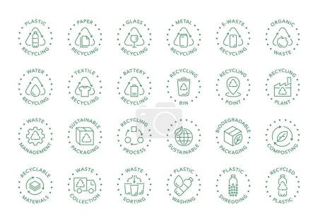 Recycling vector icon logo badge collection