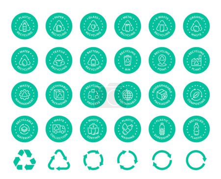 Téléchargez les illustrations : Recyclage icône vectorielle logo badge collection - en licence libre de droit