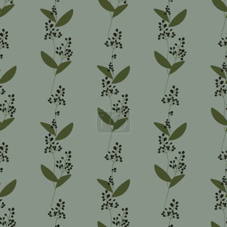 Ilustración de Simple abstracto dibujado a mano y doodle daphne con hojas de impresión Autumn Botanical Nature contemporáneo moderno vector de moda patrón sin costuras - Imagen libre de derechos