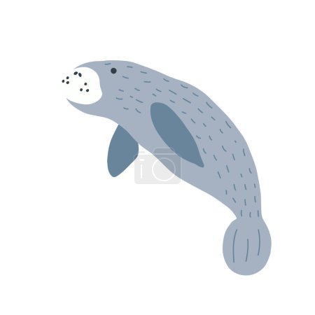 Illustration for Manatees. Scandinavian style under sea. Save the manatee concept. Character design. Vector illustrations isolated on white background. - Royalty Free Image