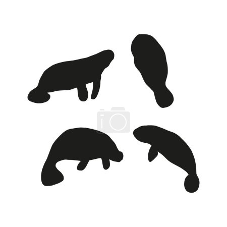 Illustration for Manatee. Scandinavian style under sea. Save the manatee concept. Character design. Vector illustrations isolated on white background. - Royalty Free Image