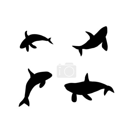 Téléchargez les illustrations : Des orques. Des épaulards marins. Animal marin de style scandinave. - en licence libre de droit