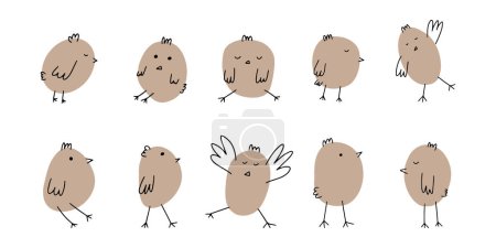 Ilustración de Chick. Cute little farm bird. Funny easter animal. Kids vector illustration. - Imagen libre de derechos