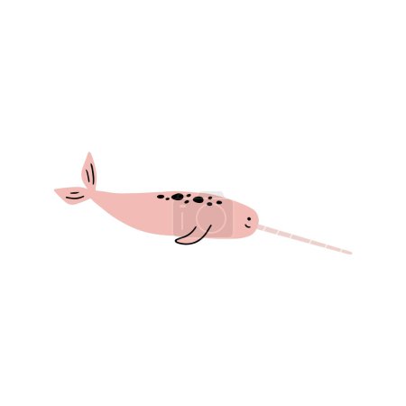Illustration for Narwhal Character sea animal on deep background. Wild life illustration. Vector illustration. - Royalty Free Image