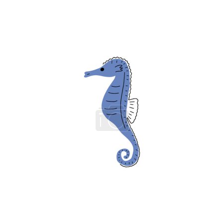 Seahorse Character sea animal on deep background. Wild life illustration. Underwear world. Vector illustration.