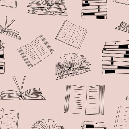 Books seamless pattern. Doodle vector background. Perfect for library, education, books shop.
