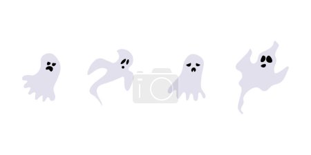 Téléchargez les illustrations : Fantôme abstrait d'Halloween avec silhouette de visage pour la conception de célébration - en licence libre de droit