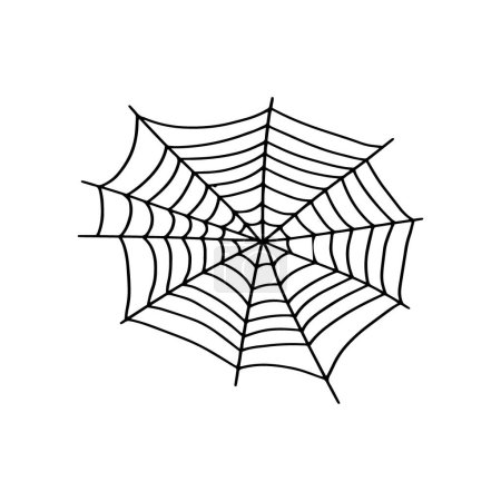 Téléchargez les illustrations : Cobweb. Fantomatique toile d'araignée d'Halloween. Illustration vectorielle isolée. Gossamer. Signe de contour Spiderweb - en licence libre de droit