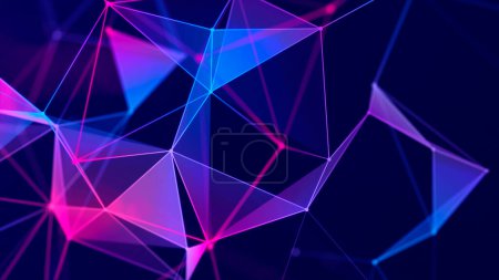Photo for Abstract polygonal space with connecting dots and lines. Dark background. Connection structure. 3d rendering - Royalty Free Image