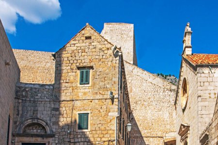 ancient building with Roman masonry in Dubrovnik on a sunny day. travel around Europe