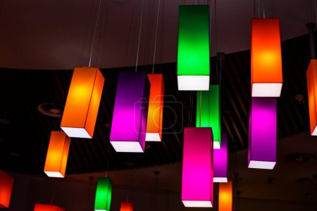 multi-colored rectangular stylish lamps in the interior