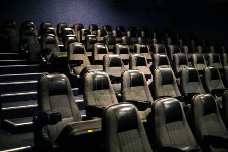 empty hall with chairs in a cinema before watching a movie, family vacation