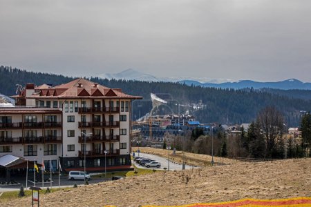 Photo for Construction of hotels and houses near the mountains. ski resort active recreation - Royalty Free Image