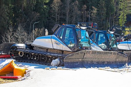special equipment for processing snow slopes for skiing and snowboarding. safe active recreation