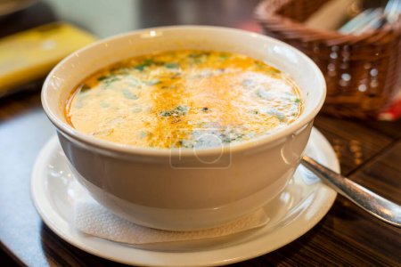 vegetable delicious cheese soup. Diet and healthy eating