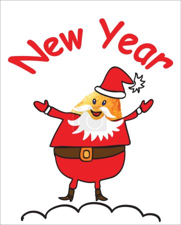 Illustration for Happy new year greeting card and chips in santa claus clothes - Royalty Free Image