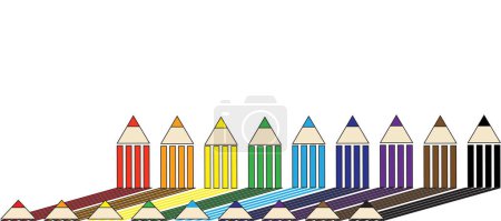 Illustration for Back to school colored pencils icons with shadow concept on white background - Royalty Free Image