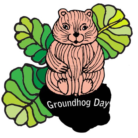 Téléchargez les illustrations : Happy hamster in a cup with a green leaf, isolate, illustration, - en licence libre de droit