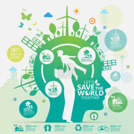Téléchargez les illustrations : Save the planet vector graphic illustration design. - en licence libre de droit