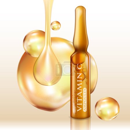 Illustration for Vitamin c ampoules Serum Skin Care Cosmetic - Royalty Free Image
