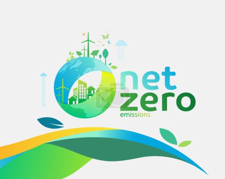 Illustration for Net zero and carbon neutral concept. - Royalty Free Image