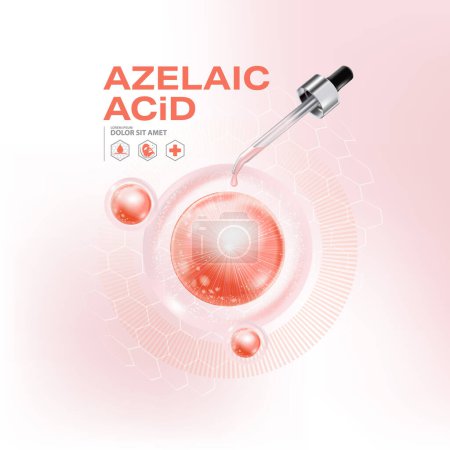 Téléchargez les illustrations : Conception de concept d'acide azélaïque pour l'affiche cosmétique de soins de la peau, conception de bannière - en licence libre de droit