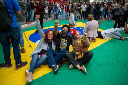 Téléchargez les photos : SO PAULO BRAZIL JANUARY 9, 2023 "No Amnesty": Demonstration for democracy and against Bolsonarist attack gathers thousands in SP - en image libre de droit
