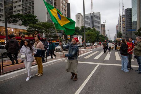 Photo for SO PAULO BRAZIL JANUARY 9, 2023 "No Amnesty": Demonstration for democracy and against Bolsonarist attack gathers thousands in SP - Royalty Free Image