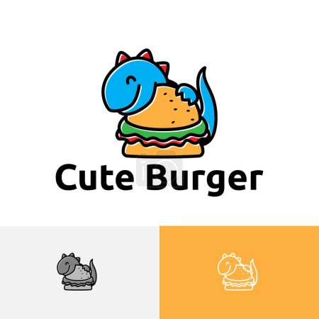 Foto de Cute Burger Restaurant Food Mascot Character Cartoon Logo - Imagen libre de derechos