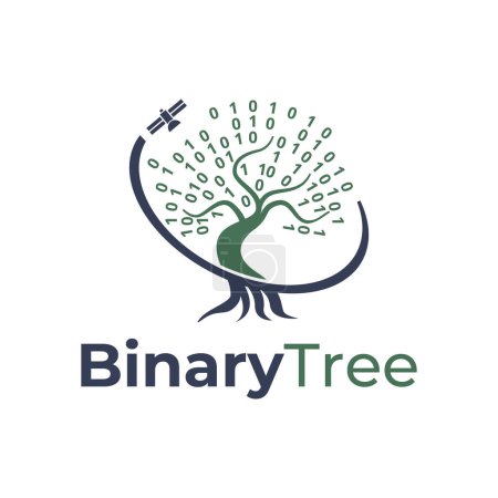Digitale binäre Code Satelliten Eiche Natur Kreis Linie Logo Vorlage