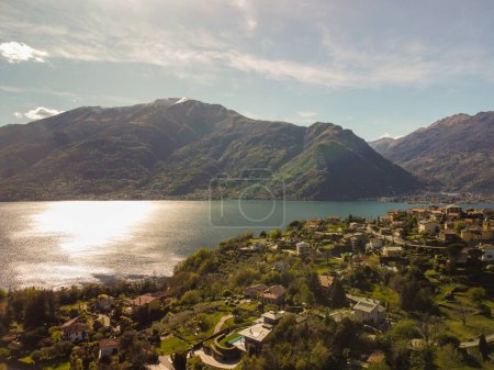Locarno aerial panoramic view. Locarno is a town located on the shore of Lake Maggiore in the Ticino canton in Switzerland. High quality photo