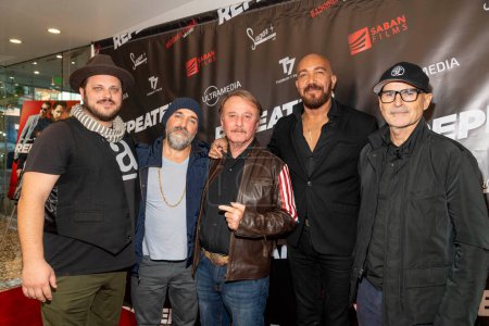 Photo for Justin Nesbitt, Robert Beaumont, Jacov Bresler, R. Ellis Frazier, Geoffrey Ross attend Saban Films Special Screening of action thriller "REPEATER"  at Cinelounge Hollywood, Hollywood, CA December 14 2022 - Royalty Free Image