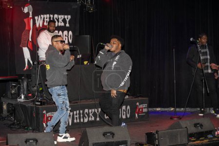 Photo for Musical artist Chef Sean, Dj Cheeseburger, OkDeazy perform at Ugly Sweater Party Concert at Whisky a Go Go in West Hollywood, Los Angeles, CA December 16, 2023 - Royalty Free Image