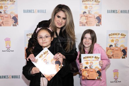 Photo for Owner at Blink Studio Cindy Strom with Valentina, Child Model Chloe Snyder  attend Author Rachele Sweetser's "Monkey-Boy - The Adventures of a Boy with ADHD" book signing at Barnes and Noble at the Grove, Los Angeles, CA, January 15th, 2024 - Royalty Free Image