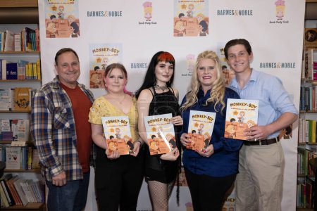 Photo for Author Rachele Sweetser with family attends Author Rachele Sweetser's "Monkey-Boy - The Adventures of a Boy with ADHD" book signing at Barnes and Noble at the Grove, Los Angeles, CA, January 15th, 2024 - Royalty Free Image