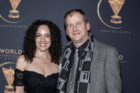Photo for Actress Victoria Savage, Writer Tim Davis attend 2024 World Entertainment Awards Afterparty presented by The Soiree  at The Bourbon Room, Los Angeles, CA, February 2nd, 2024 - Royalty Free Image