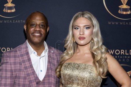 Photo for Music Producer Kevin Flournoy, Australian singer Anja Nissen attend 2024 World Entertainment Awards Afterparty presented by The Soiree  at The Bourbon Room, Los Angeles, CA, February 2nd, 2024 - Royalty Free Image