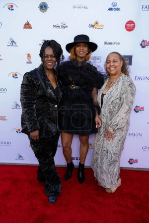 Photo for Founder Designer StormyWeather Banks, Fashion Designer Monica Ellis, Co-founder Octavia Clayton attends 2024 Prom Expo Unlimited and fashion show at Earvin Magic Johnson Park & Community Event Center , Los Angeles, CA, March 9, 2024 - Royalty Free Image