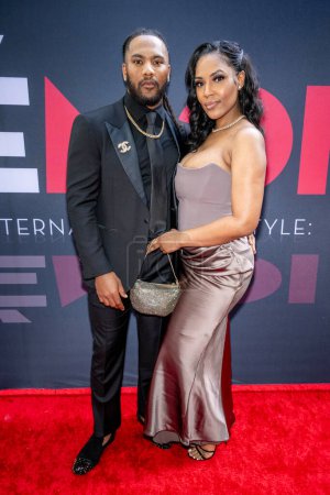 Photo for NFL Super Bowl champion Terrell T.J Ward, Actress Kasha Jean-Charles attends Children Uniting Nations 24th Annual Academy Awards Celebration and Oscars Viewing Dinner at The Historic Warner Bro. Estate, Los Angeles, CA, March 10, 2024 - Royalty Free Image