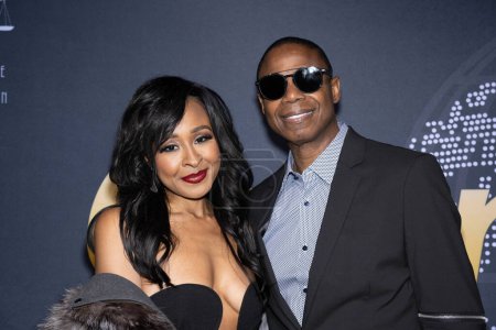 Photo for Television producer Janell Snowden, Rapper Doug E. Fresh attend Children Uniting Nations 24th Annual Academy Awards Celebration and Oscars Viewing Dinner at The Historic Warner Bro. Estate, Los Angeles, CA, March 10, 2024 - Royalty Free Image