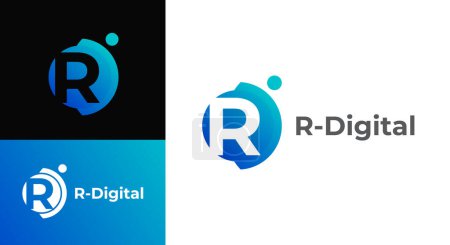 Empresa corporativa letra R o RD logo design vector. Carta digital RD logo vector plantilla. Letra R logotipo para la tecnología.